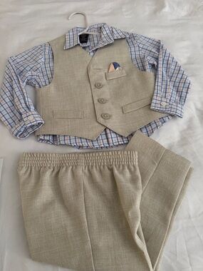 Dockers Blue and Beige Plaid Dress Shirt Set
